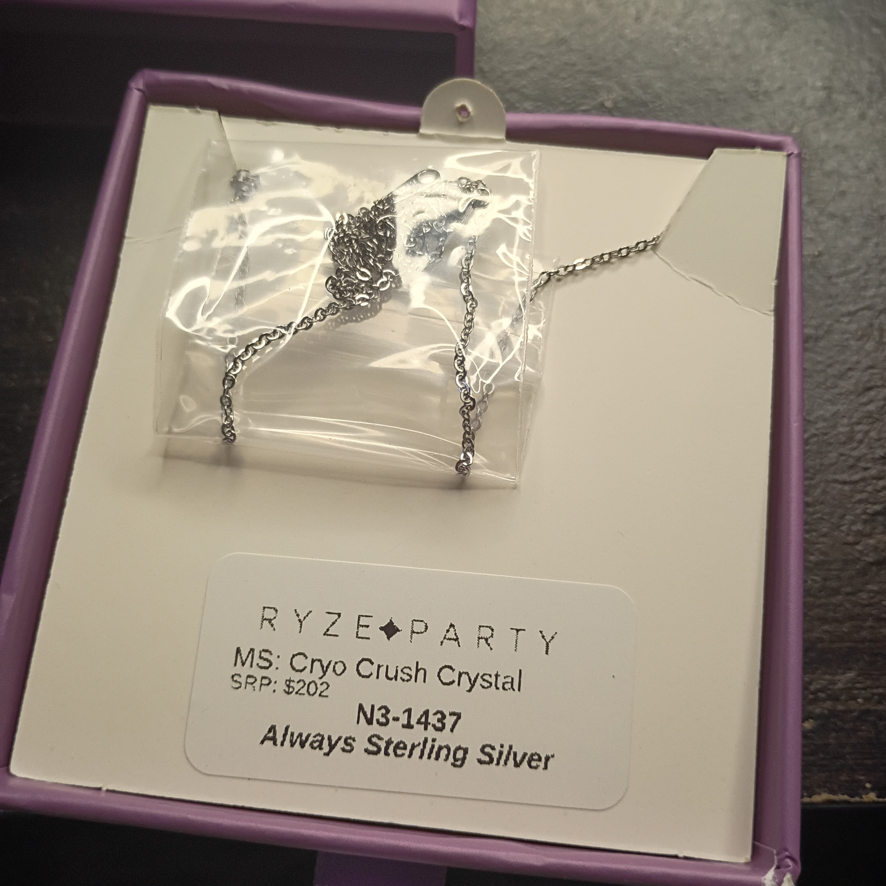 Sterling Silver Necklace With Crystal Accents 28$
